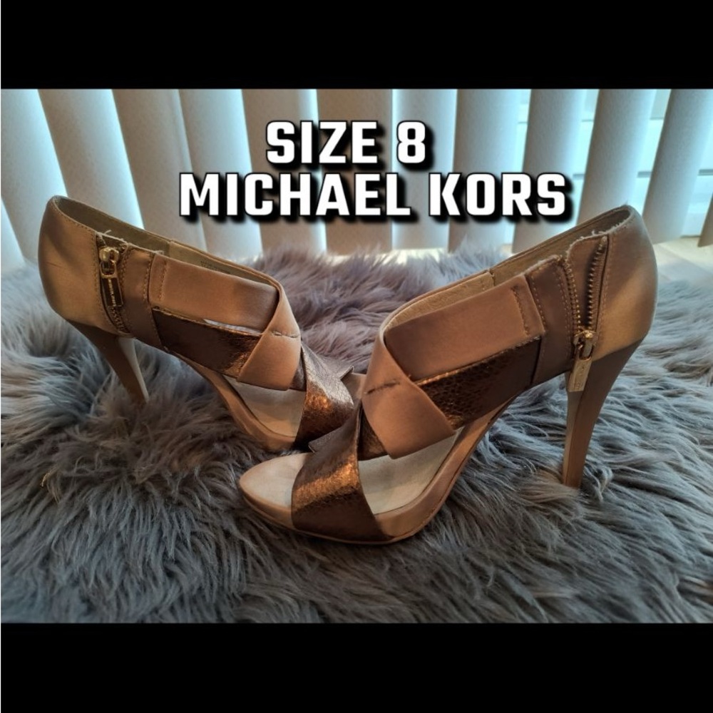 Gold satin high heels